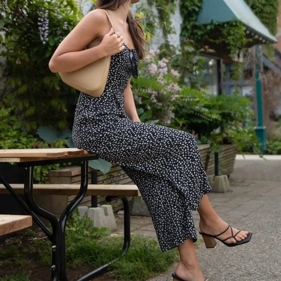 OAK + FORT Pants - Oak & Fort, floral daisy lightweight sleeveless wide leg jumpsuit sz large
